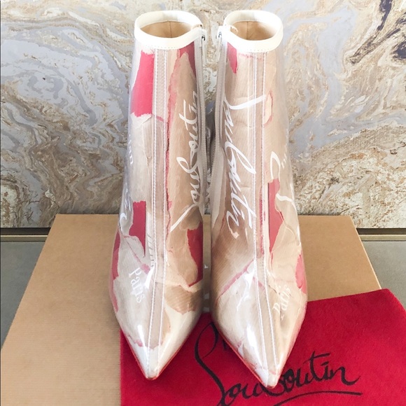 New! Christian Louboutin 100 PVC Loubi Ankle Boots - Picture 2 of 10